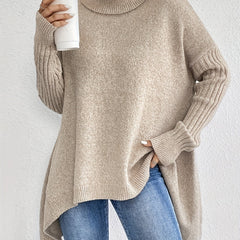 Women's high neck sweater by Christine Brewer featuring a cozy, fitted design in soft knit fabric.