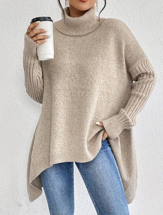 Women's high neck sweater by Christine Brewer featuring a cozy, fitted design in soft knit fabric.