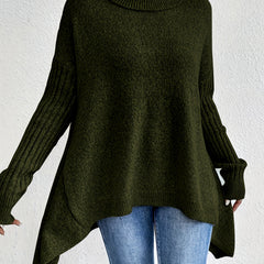 Christine Brewer Bridget high neck women's sweater in soft knit, featuring a cozy, stylish fit with long sleeves and a ribbed collar.