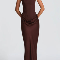 Summer maxi dress for women by Christine Brewer featuring a square neckline and bodycon fit, perfect for warm weather.