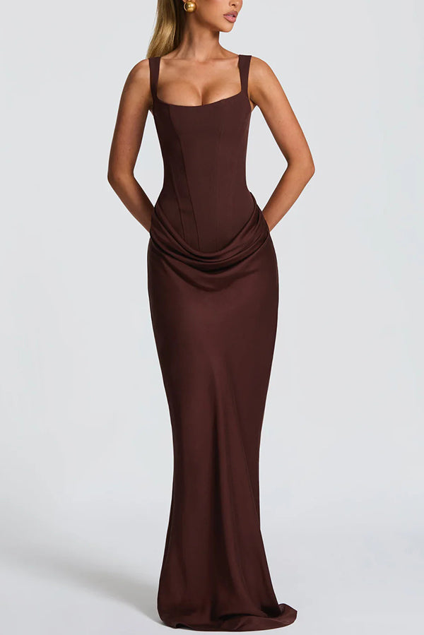 Summer maxi dress for women by Christine Brewer featuring a square neckline and bodycon fit, perfect for warm weather.