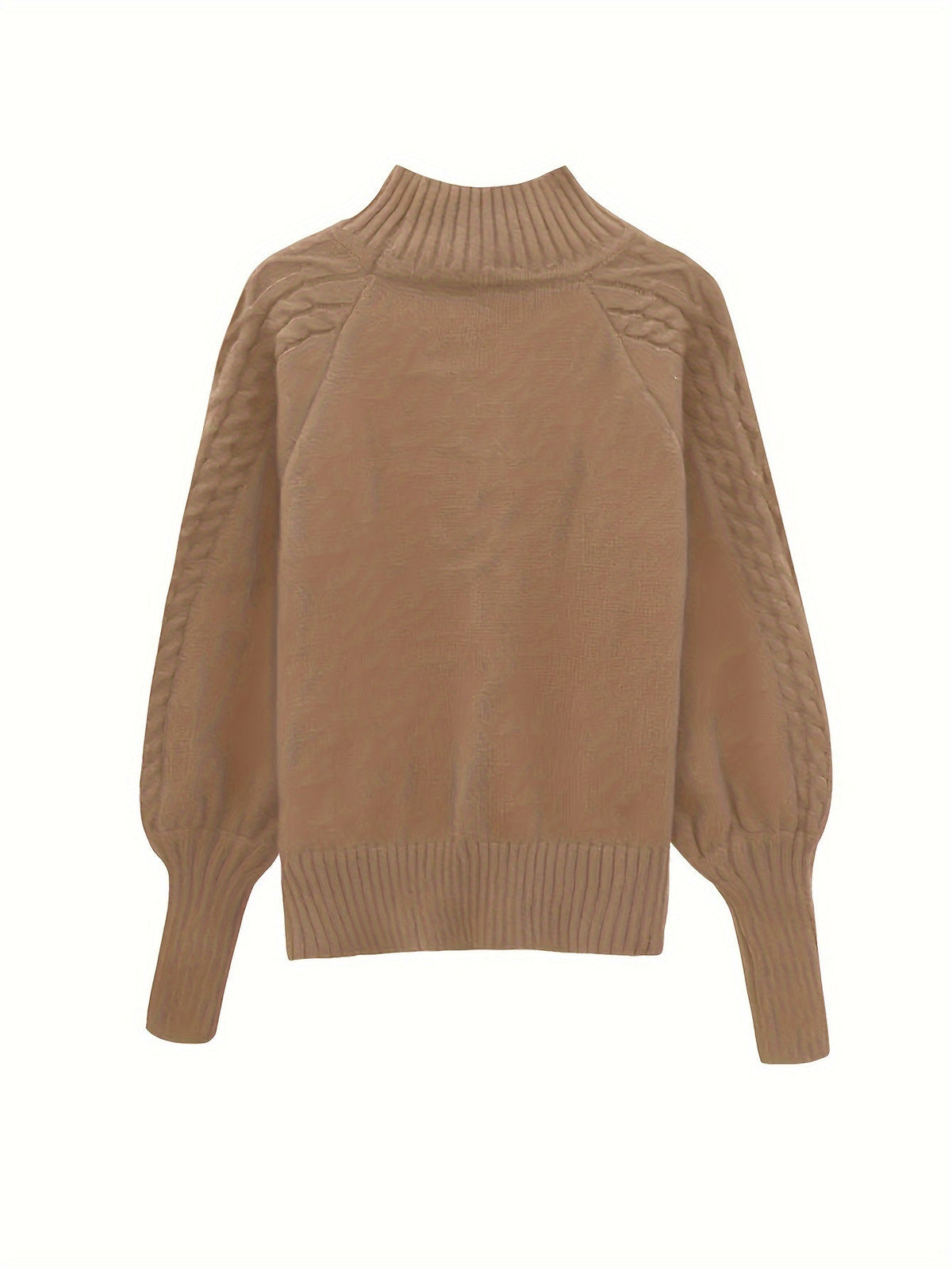 Christine Brewer Mila cable knit high neck sweater for women, featuring a cozy high neckline and textured knit pattern.
