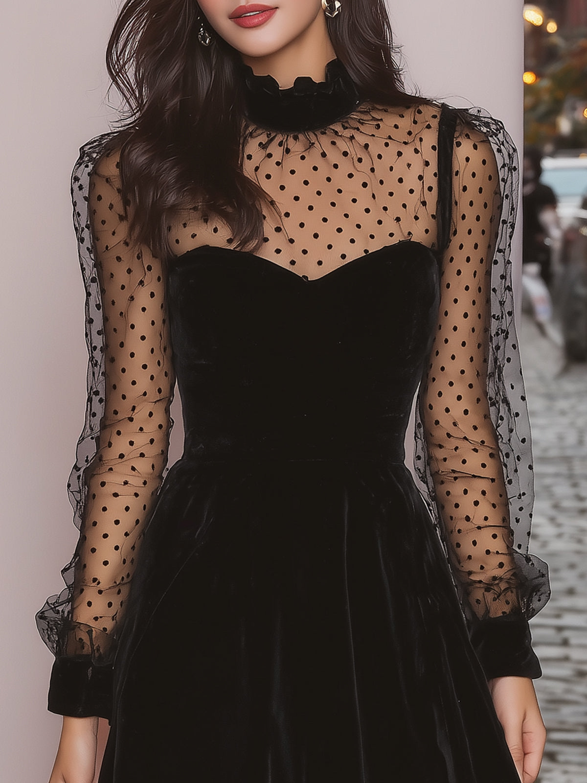 Elegant velvet evening dress by Christine Brewer featuring a fitted silhouette and stylish neckline, perfect for formal occasions.