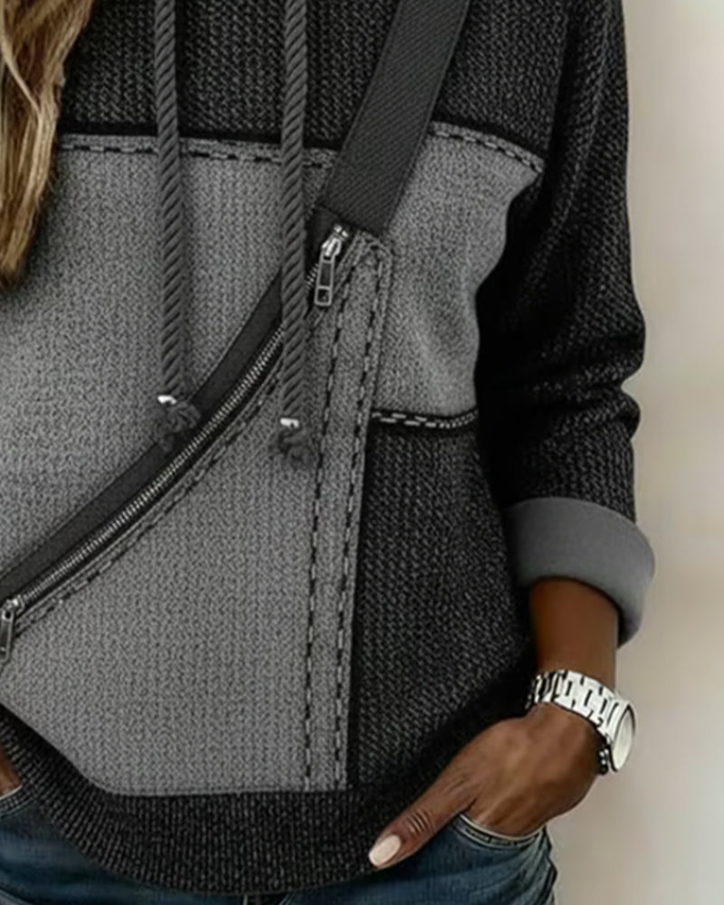 Colorblock hoodie for women by Christine Brewer featuring a casual, stylish design in vibrant colors.