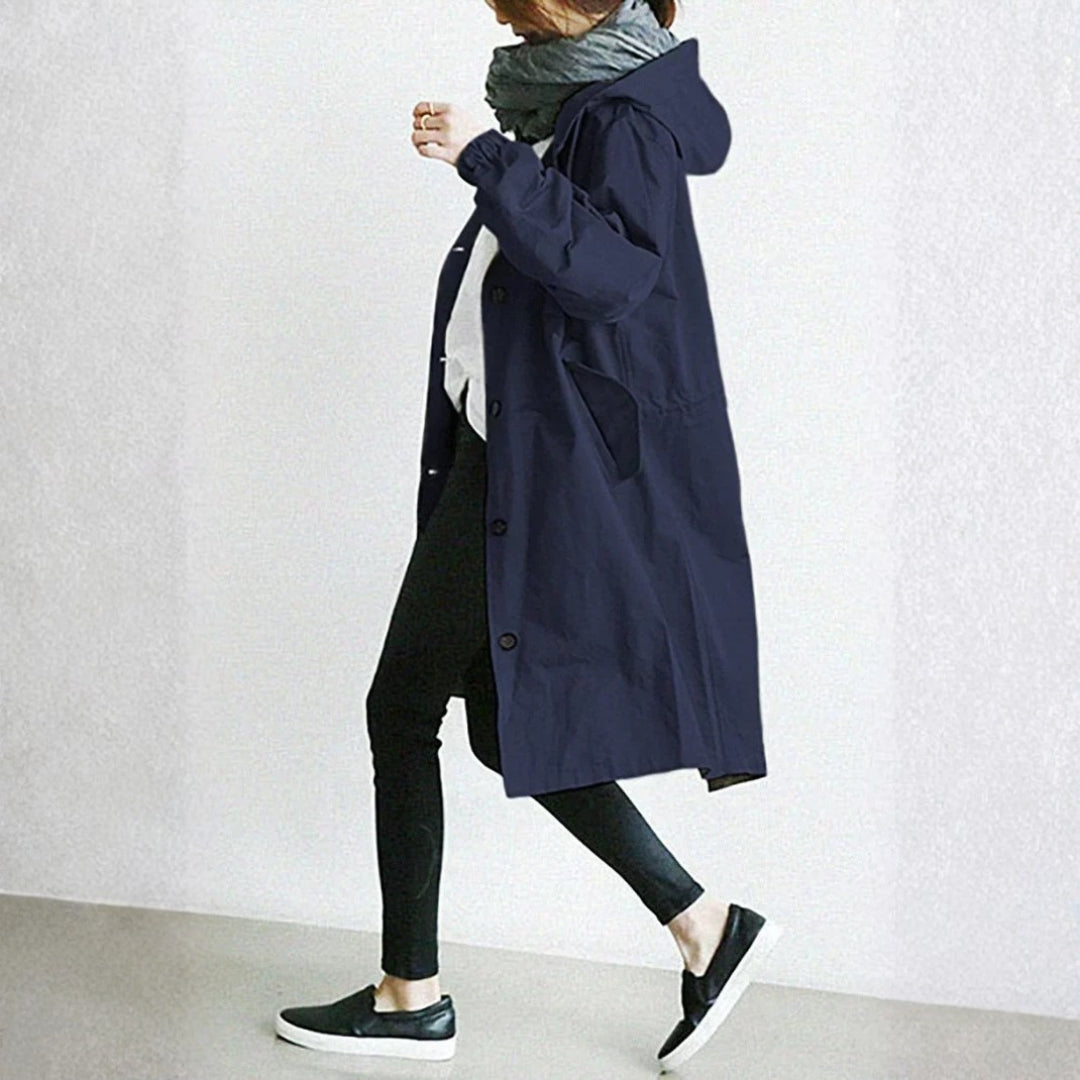 Bernadette | Longline Oversized Hooded Trench Coat for Women