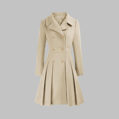 Christine Brewer Dami Classy Double Button Long Sleeve Coat, stylish black outerwear with tailored fit and elegant design.