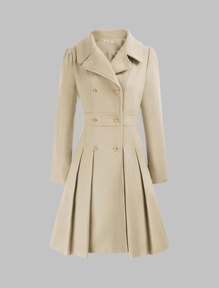 Christine Brewer Dami Classy Double Button Long Sleeve Coat, stylish black outerwear with tailored fit and elegant design.
