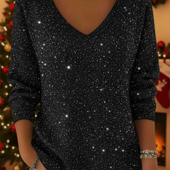 Christine Brewer Penelope soft knit Christmas sweater with an elegant, refined design featuring festive holiday patterns.