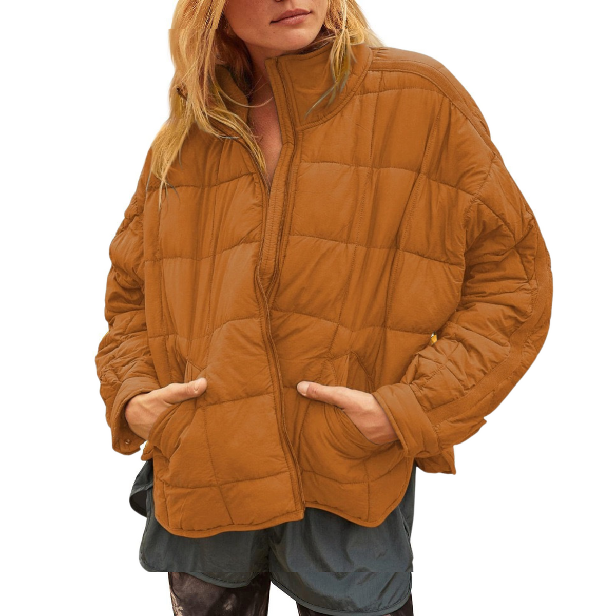 April | Puffer Jacket Puffer Coat Quilted Winter Warm Lightweight Packable Zip Up Padded Insulated
