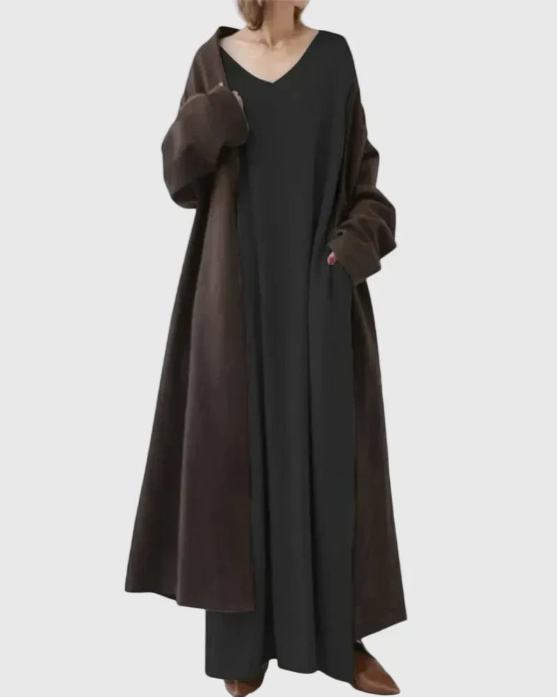 Gryelle | Maxi Dress Women Minimalist Relaxed Fit Flowy Casual Layering Evening Fall Winter