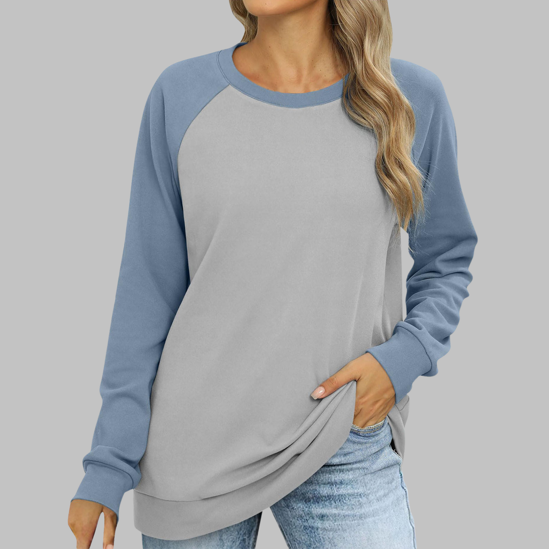 Christine Brewer Molly women's sweatshirt, cozy casual top with ribbed cuffs and relaxed fit, in soft fabric, front view.