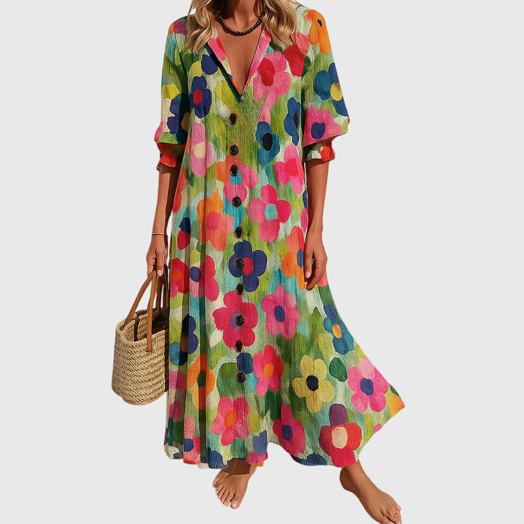 Jana | Casual Dress Women Boho Lace Flowy Printed Lightweight Summer Festival Holiday