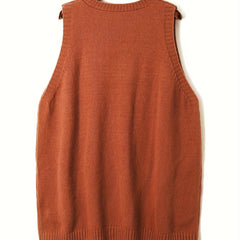 Christine Brewer Kelly sleeveless knit sweater vest for women featuring a V-neck design and a fitted, stylish silhouette.