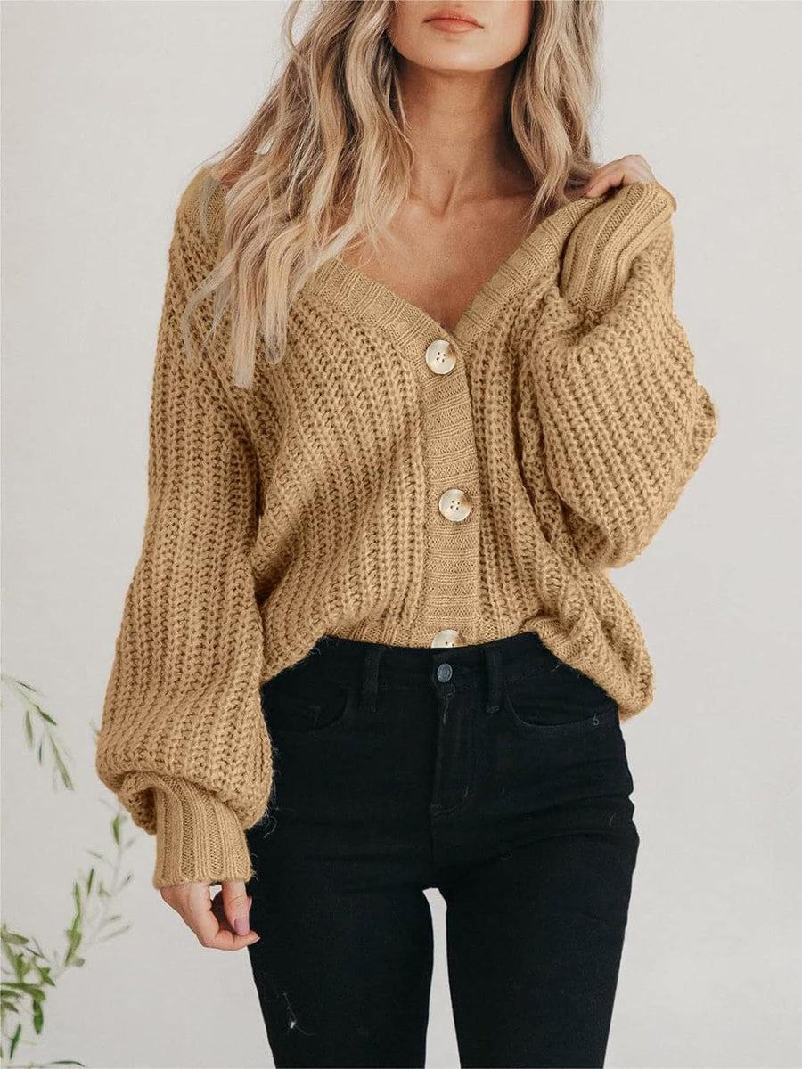 Christa | Chunky Knit V-Neck Cardigan for Women
