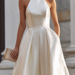 Christine Brewer halter-neck pleated midi dress for women, showcasing elegant pleats and a stylish midi length.