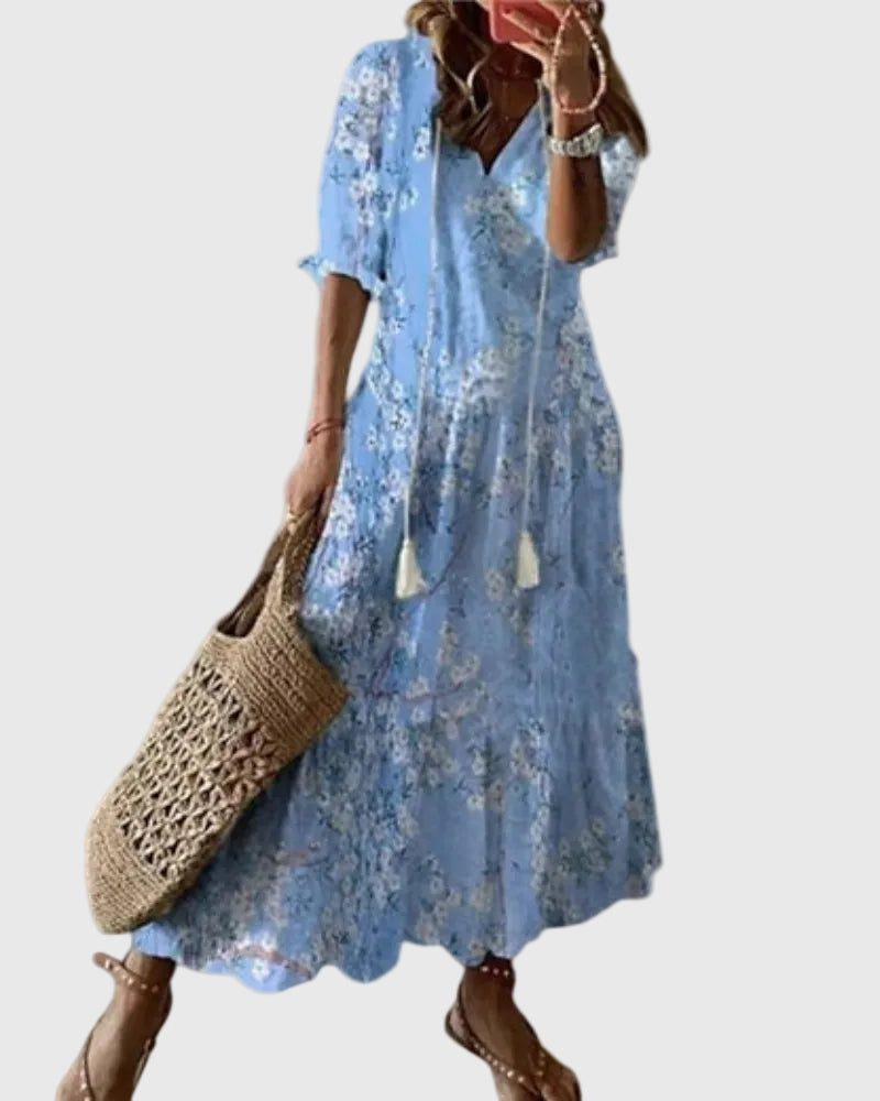Amalia | Maxi Dress Women Boho V-Neck Summer Lightweight Flowy Printed Casual Vacation