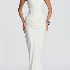 Christine Brewer summer maxi dress for women with square neck and bodycon fit, stylish and comfortable for warm weather.