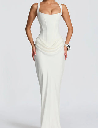 Christine Brewer summer maxi dress for women with square neck and bodycon fit, stylish and comfortable for warm weather.