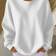 Pink knit sweater for women by Christine Brewer, featuring a cozy, textured knit design and a classic fit.