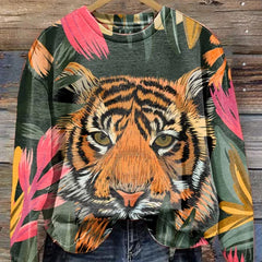 Christine Brewer Eliza graphic sweater for women, stylish knit with colorful pattern and ribbed cuffs on a cozy sweater.