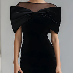 Elegant midi dress for women by Christine Brewer, featuring a velvet fabric and a stylish Bardot neckline.