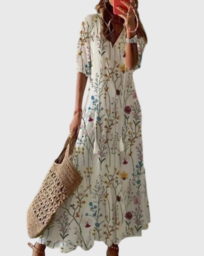 Amalia | Maxi Dress Women Boho V-Neck Summer Lightweight Flowy Printed Casual Vacation
