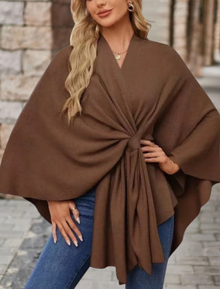 Christine Brewer Cecilia knit poncho for women, stylish top with cozy knit fabric, draped design, and versatile fall fashion.