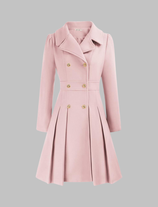 Dami Classy Double Button Long Sleeve Coat by Christine Brewer, featuring a tailored design with buttons and long sleeves.