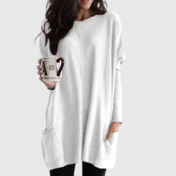 Amber knit sweater for women by Christine Brewer, featuring a cozy, stylish design in warm, earthy tones.