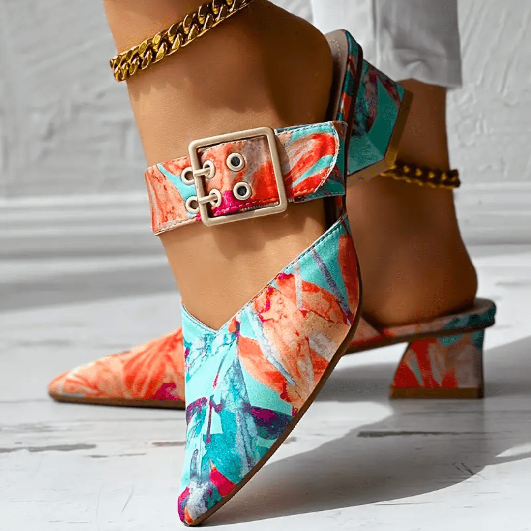 Christine Brewer Bello Brights Rainbow Heels for women, orthopedic and comfortable with colorful rainbow design, perfect for stylish support.