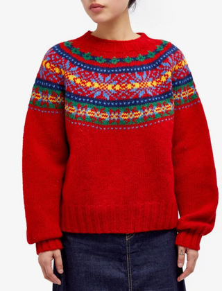 Vintage Scandinavian knit sweater for women from Christine Brewer's #1752 Collection, featuring traditional pattern and cozy design.