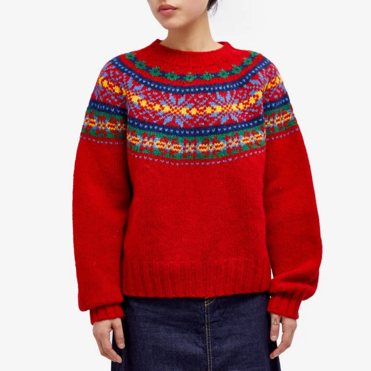 Vintage Scandinavian knit sweater for women from Christine Brewer's #1752 Collection, featuring traditional pattern and cozy design.