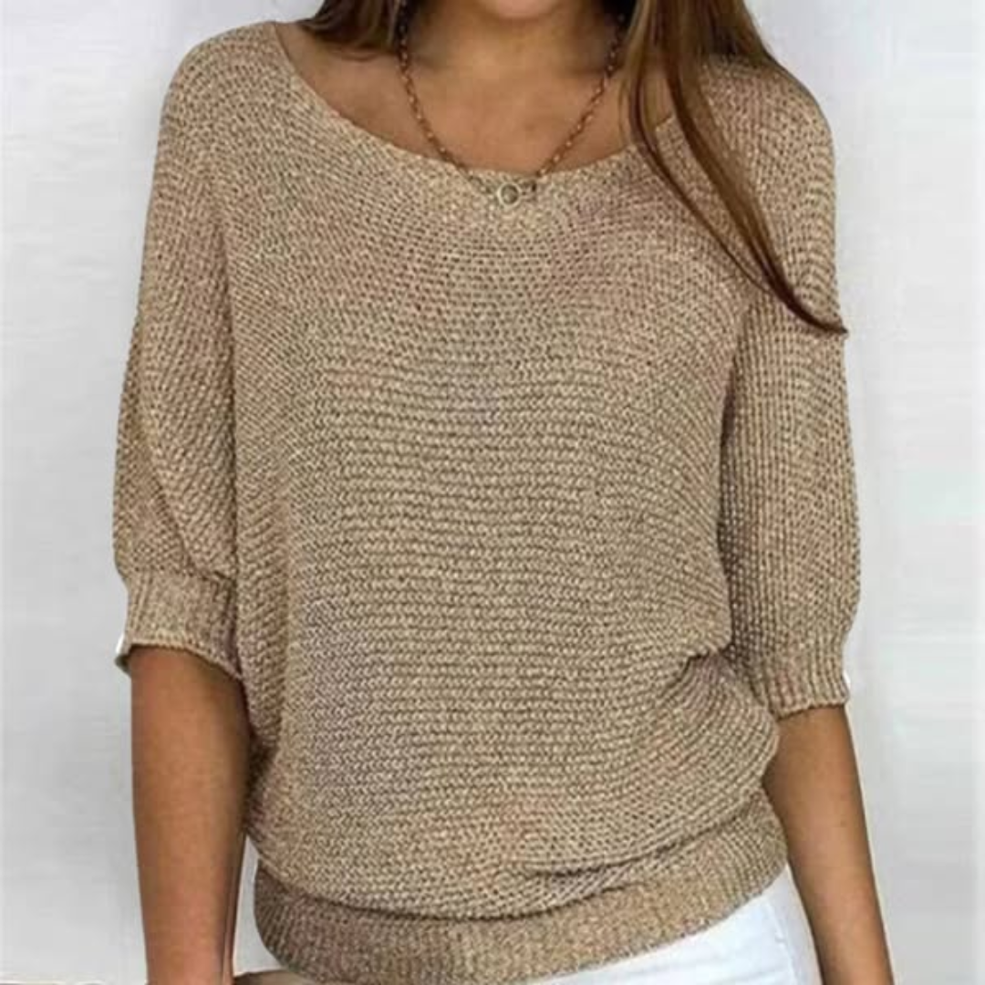 Christine Brewer Diana knit sweater for women, soft and cozy in a stylish design, shown in a close-up image.