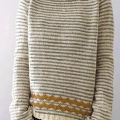 Christine Brewer Holly striped women's sweater featuring colorful horizontal stripes and a cozy knit design.