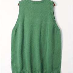 Christine Brewer Kelly V-Neck Sleeveless Knit Sweater Vest for Women, close-up of soft, ribbed knit fabric and V-neck design