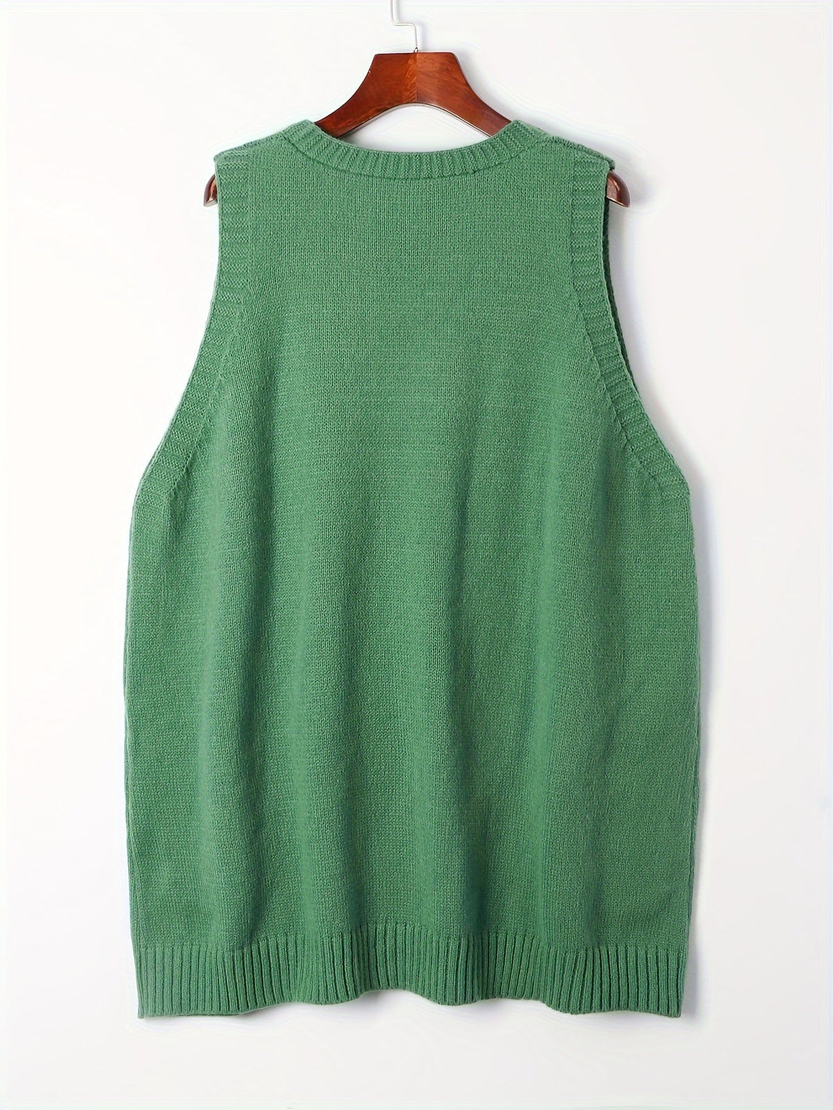 Christine Brewer Kelly V-Neck Sleeveless Knit Sweater Vest for Women, close-up of soft, ribbed knit fabric and V-neck design