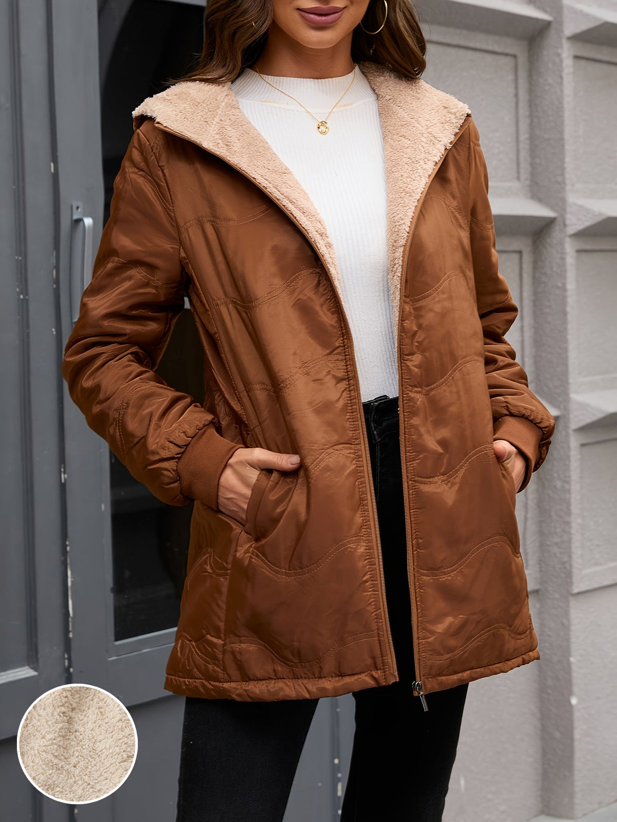 Doreen | Sherpa-Lined Quilted Hooded Puffer Jacket for Women
