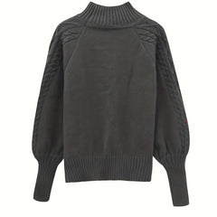 Christine Brewer Mila cable knit high neck sweater for women, featuring a cozy, textured design and a stylish high neckline.