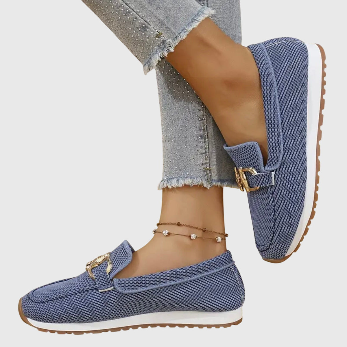 Susana orthopedic loafers slip-on shoes by Christine Brewer, beige leather loafers with comfortable slip-on design and supportive sole.