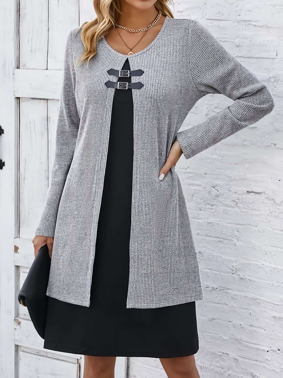 Rosetta | Ribbed Long Sleeve Midi Dress for Women