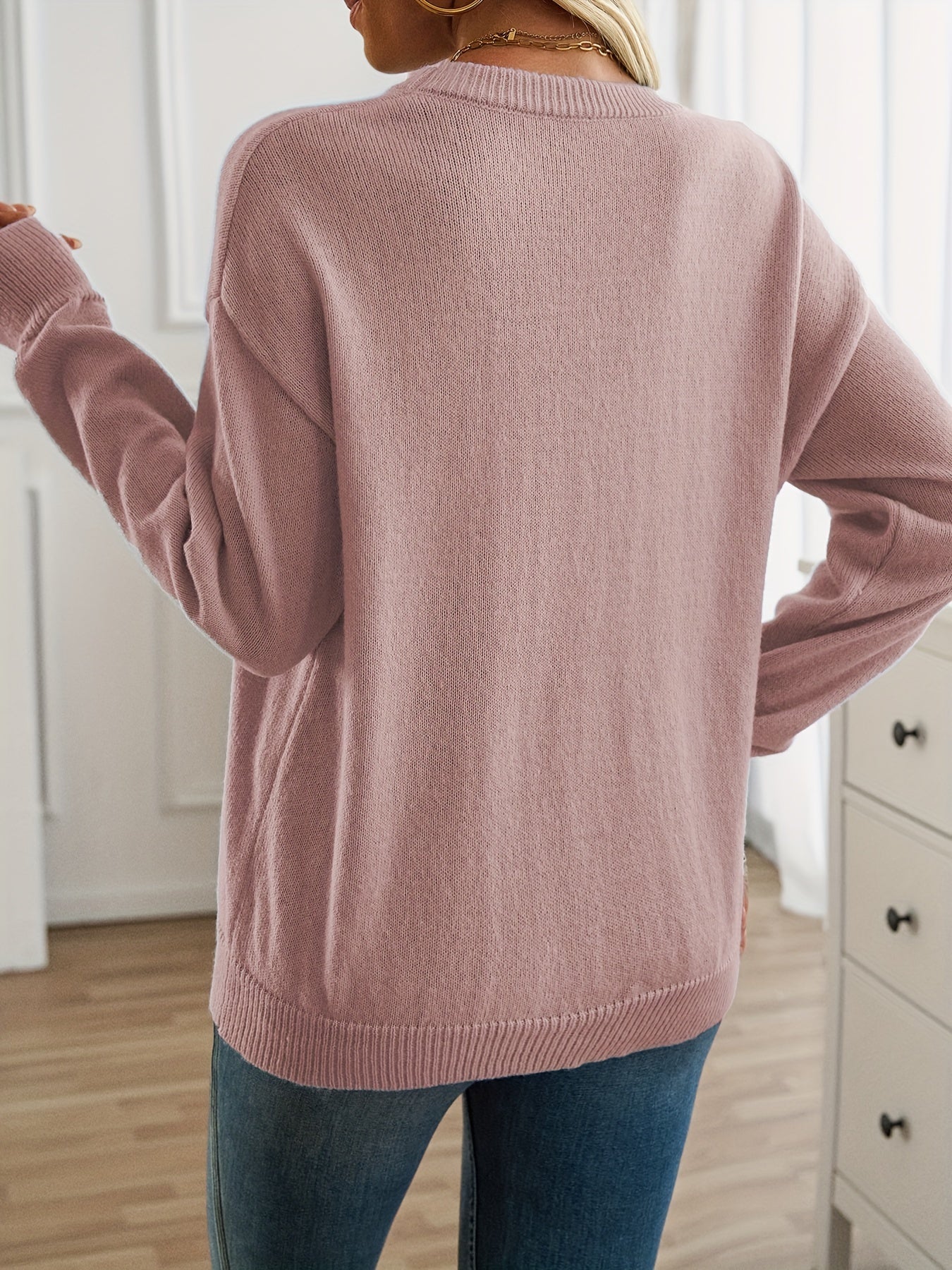 Christine Brewer Mary long sleeve crew neck sweater for women, showing soft knit fabric and relaxed fit.