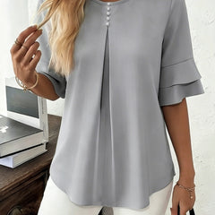 Sophia button-front top for women by Christine Brewer, featuring a stylish design and classic button details.