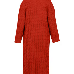 Christine Brewer Sadie asymmetric knit cardigan for women, stylish coat with a unique uneven hem and cozy knit texture.
