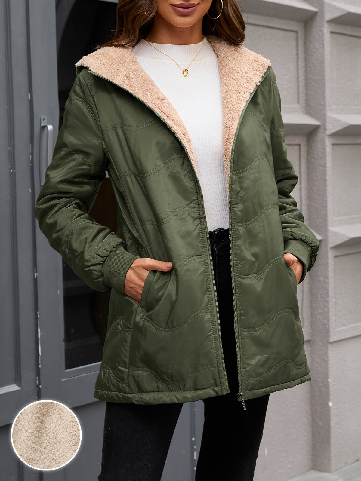 Doreen | Sherpa-Lined Quilted Hooded Puffer Jacket for Women