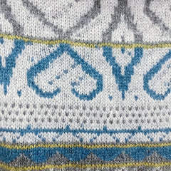 Fair Isle Nordic sweater for women by Christine Brewer, featuring intricate winter pattern in cozy knit fabric.