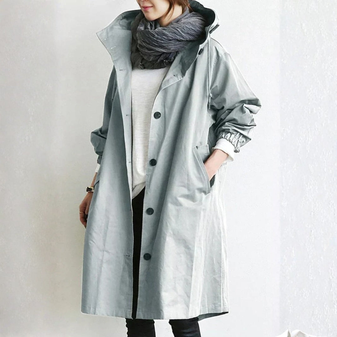 Bernadette | Longline Oversized Hooded Trench Coat for Women