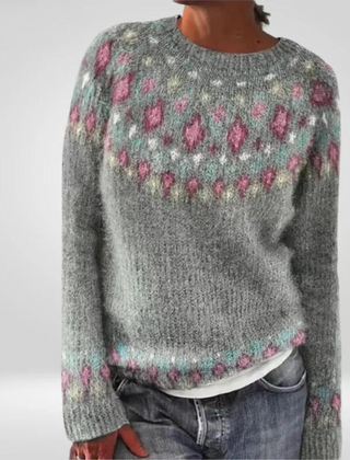 Eloise knit sweater for women from Christine Brewer's #1752 Collection, shown in a cozy, stylish design with a fitted silhouette.