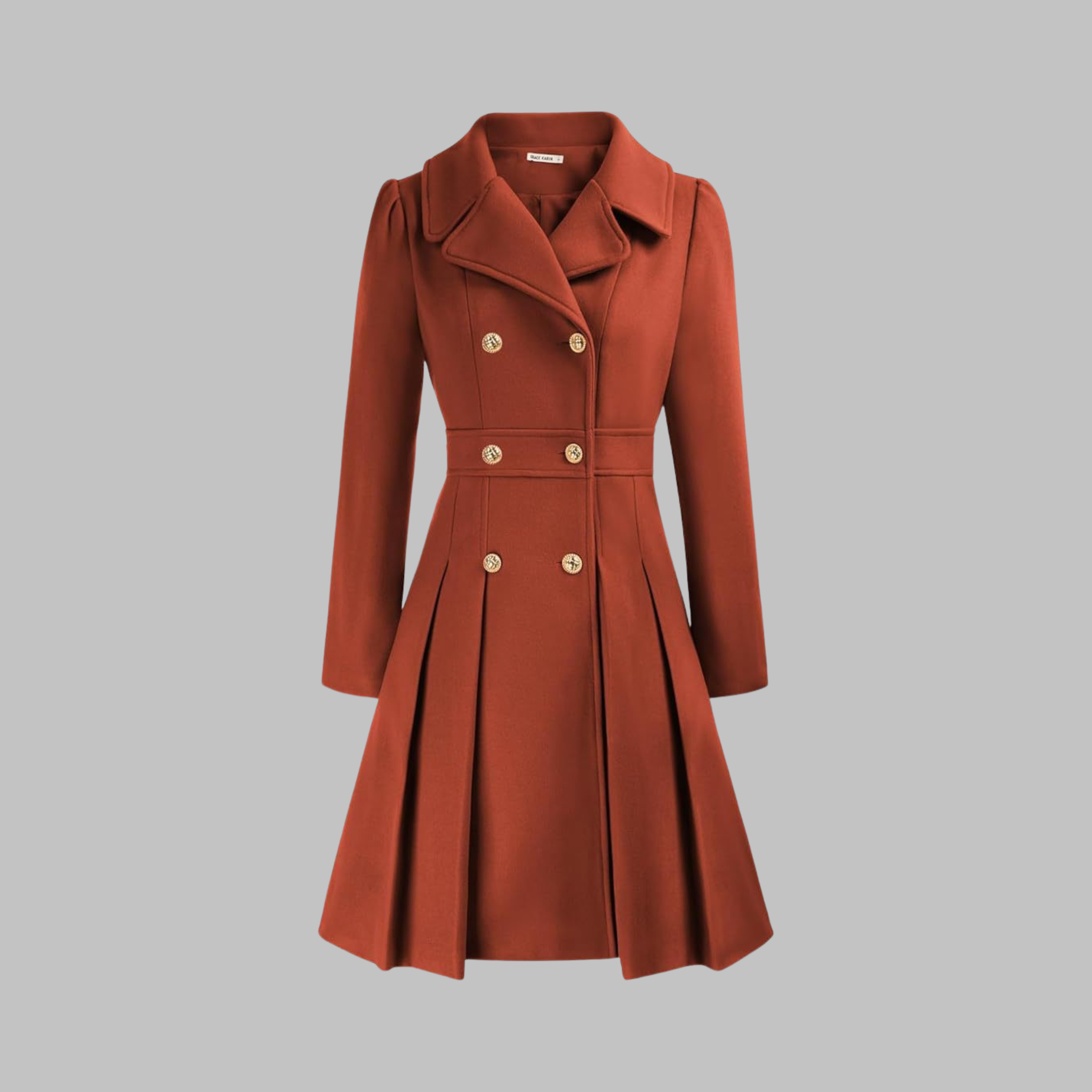 Christine Brewer Dami Classy Double Button Long Sleeve Coat featuring a sleek design and stylish long sleeves.