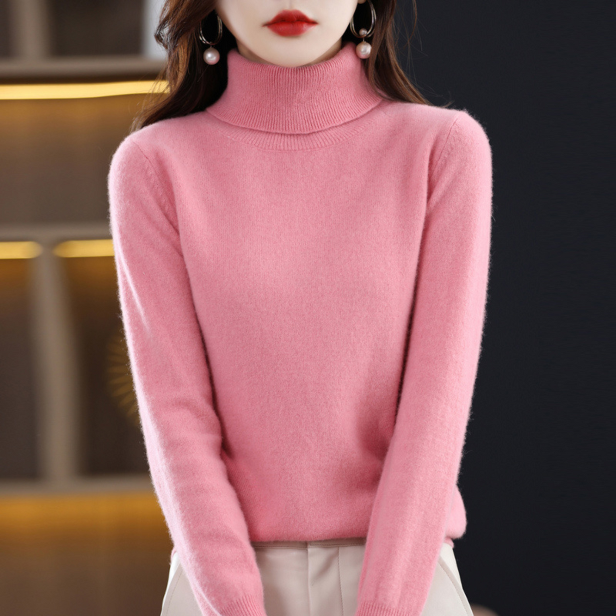 Delilah | Cashmere Sweater Turtleneck Knit Winter Warm Lightweight Slim Fit Pullover Fall