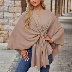 Christine Brewer Cecilia knit poncho for women, stylish and cozy top with textured knit fabric, perfect for layering.